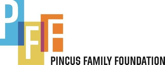 Pincus Family Foundation logo with overlapping blue, yellow, and orange block letters P, F, and F
