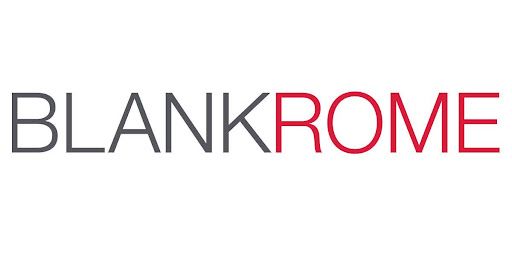 BLANKROME logo in gray and red text on a white background