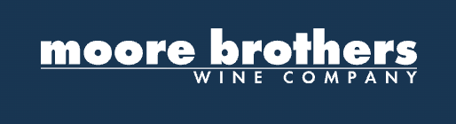 Moore Brothers Wine Company logo in white on a dark blue background