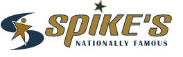 Spikes Nationally Famous logo with gold and navy text and a star icon on a white background