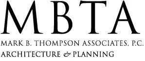 MBTA logo with “Mark B. Thompson Associates, P.C. Architecture & Planning” text in black