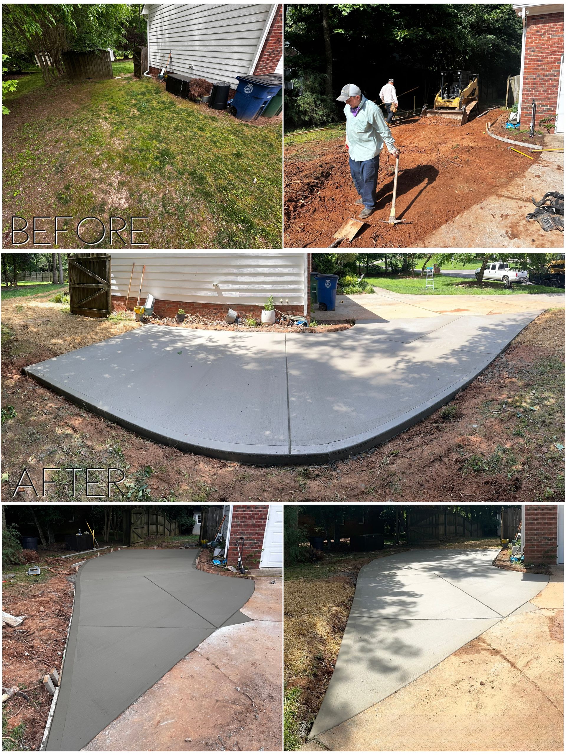 Construction of a curved concrete driveway for a camper trailer