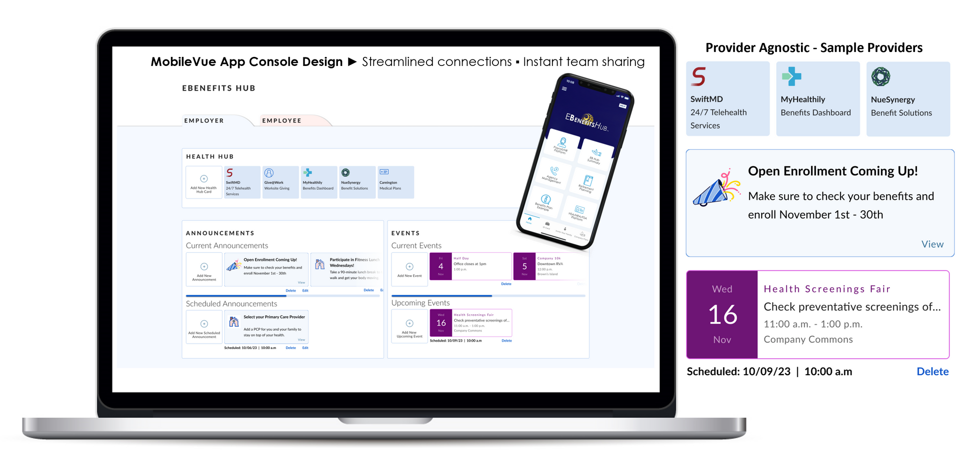 EBHub MobileVue Benefits App Administration/Design Console