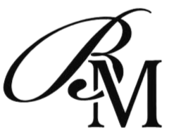 Stylized black BM logo with ornate overlapping letters on a white background