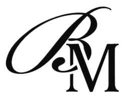 Stylized black BM monogram logo with elegant overlapping letters on a white background