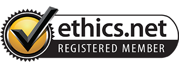 The logo for ethics.net is a registered member