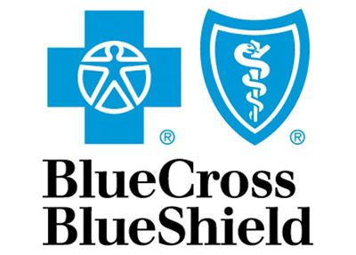 A blue cross blue shield logo with a cross and shield