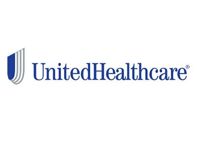 The logo for united healthcare is blue and white and has a shield on it.