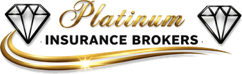 Logo for Platinum Insurance Brokers with diamond shapes and gold accents.