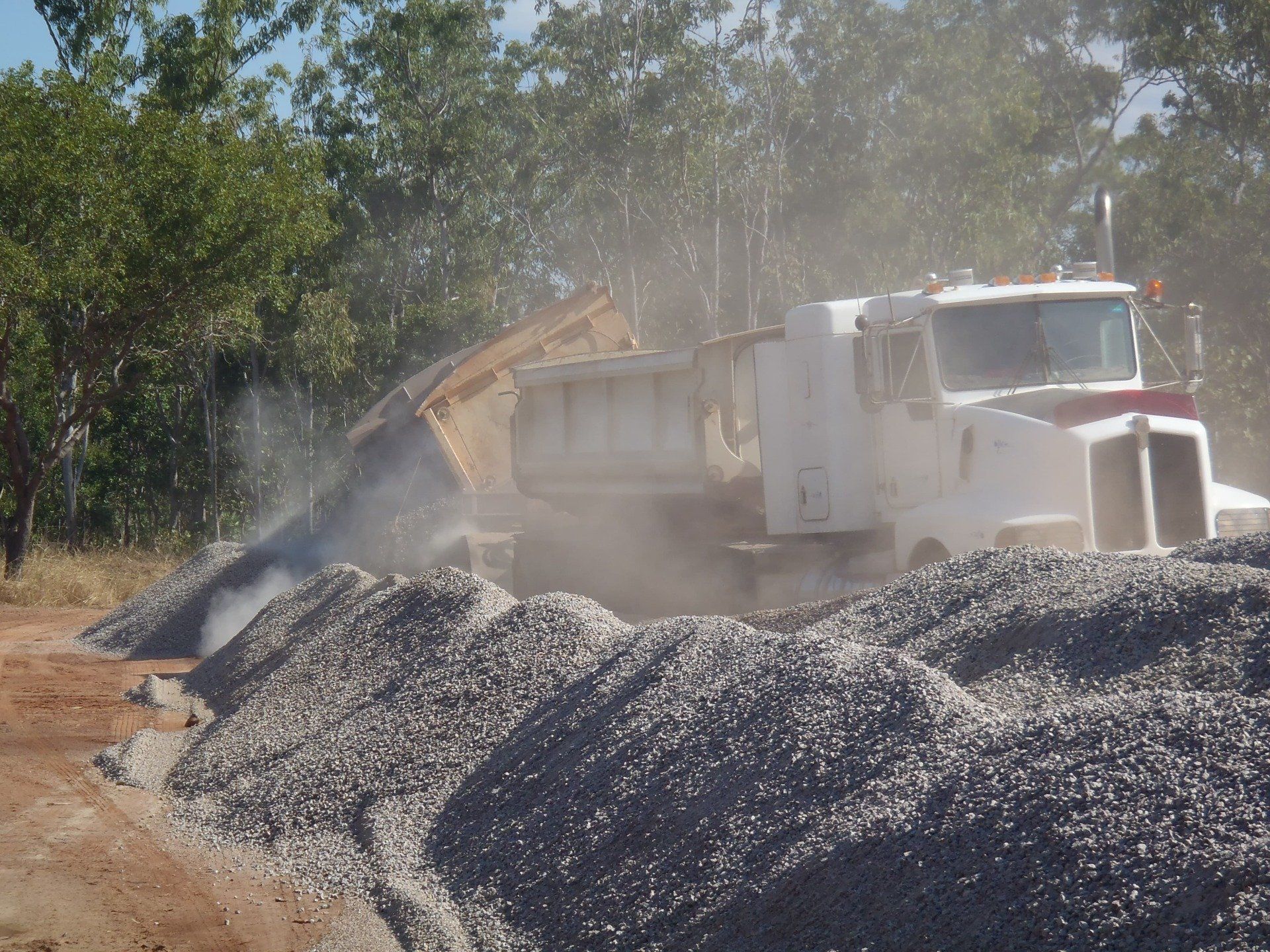 Dump Truck Offloading Gravel - Lavercombe Quarries