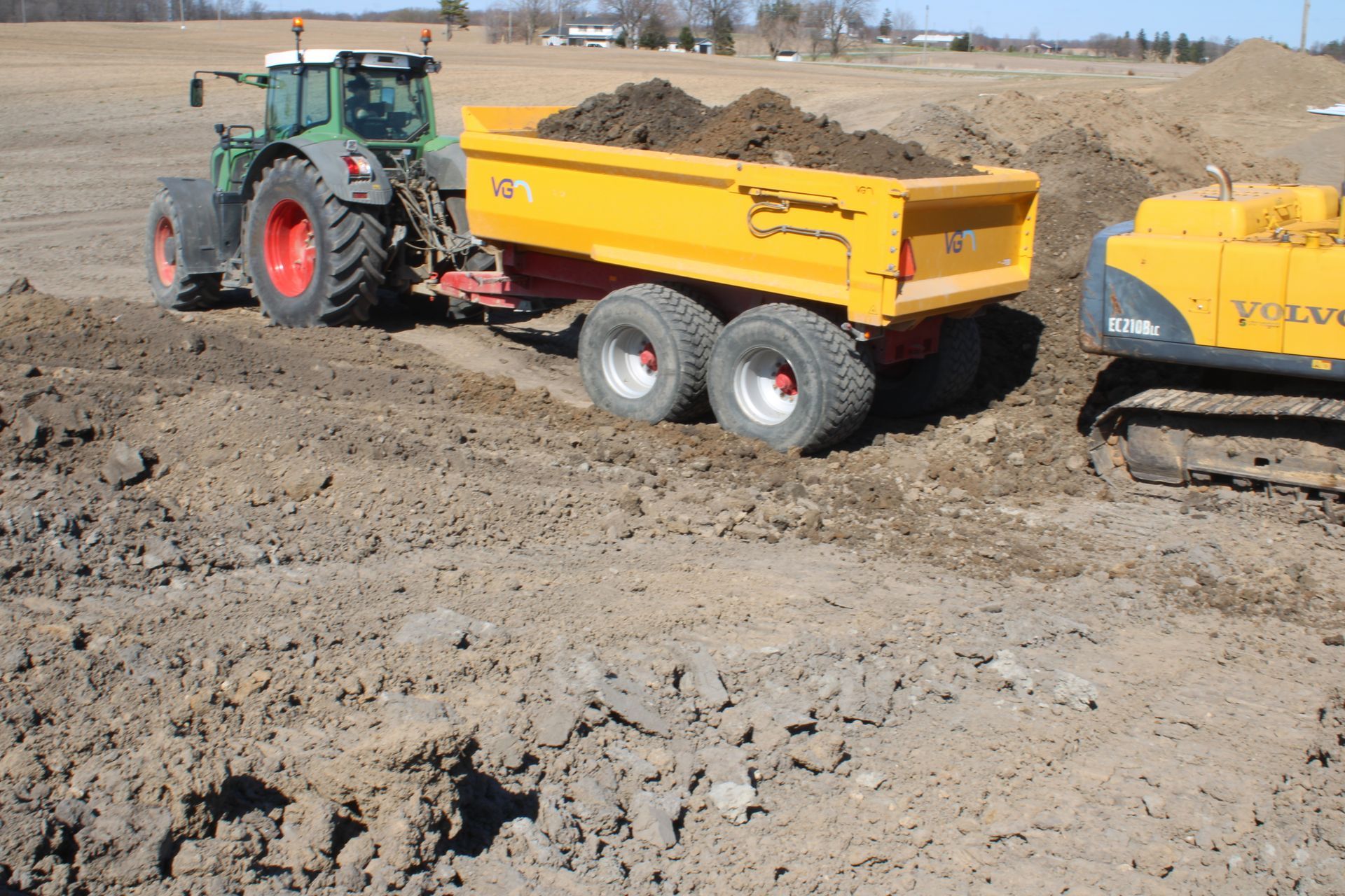 tractor and dirt dumper