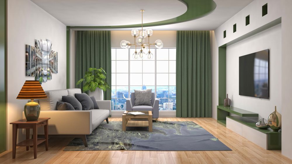 Living Room With Green Accents — Atherton Decor Centre In Malanda, QLD