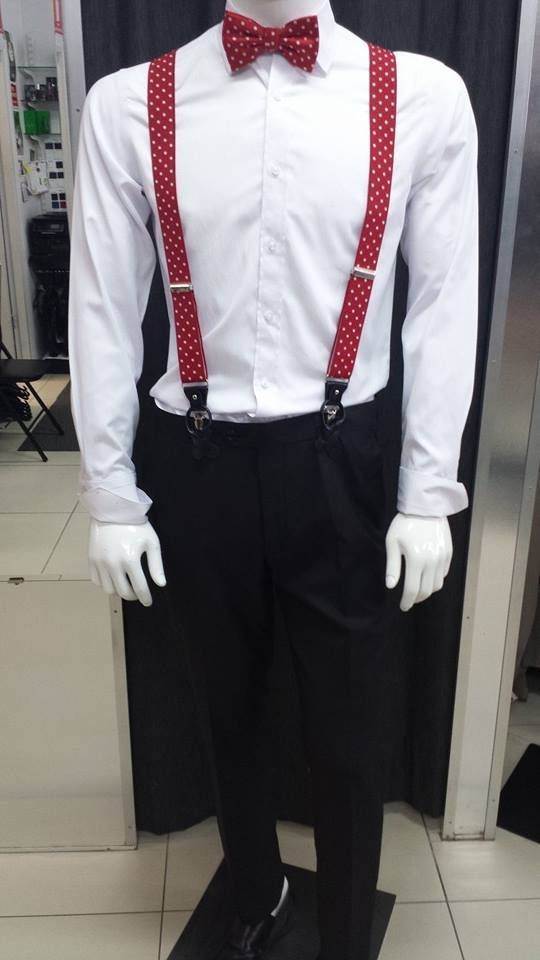 White Long Sleeve With Suspenders — Bonanno's Menswear in Fairy Meadow, NSW