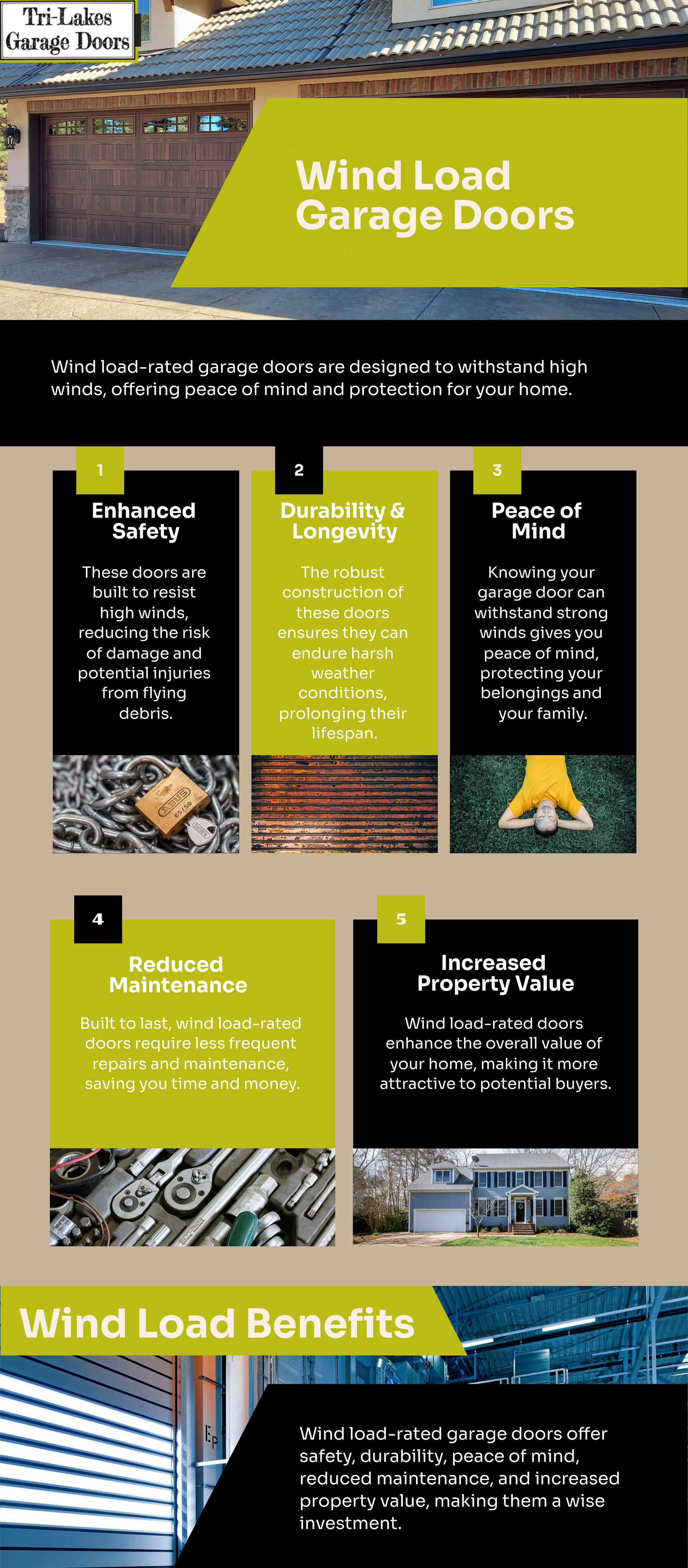 Benefits of wind load garage doors including durability, low maintenance, and protection from Colorado’s harsh weather.