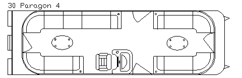 Diagram of a Paragon 4 vehicle interior layout, with seating and tables.