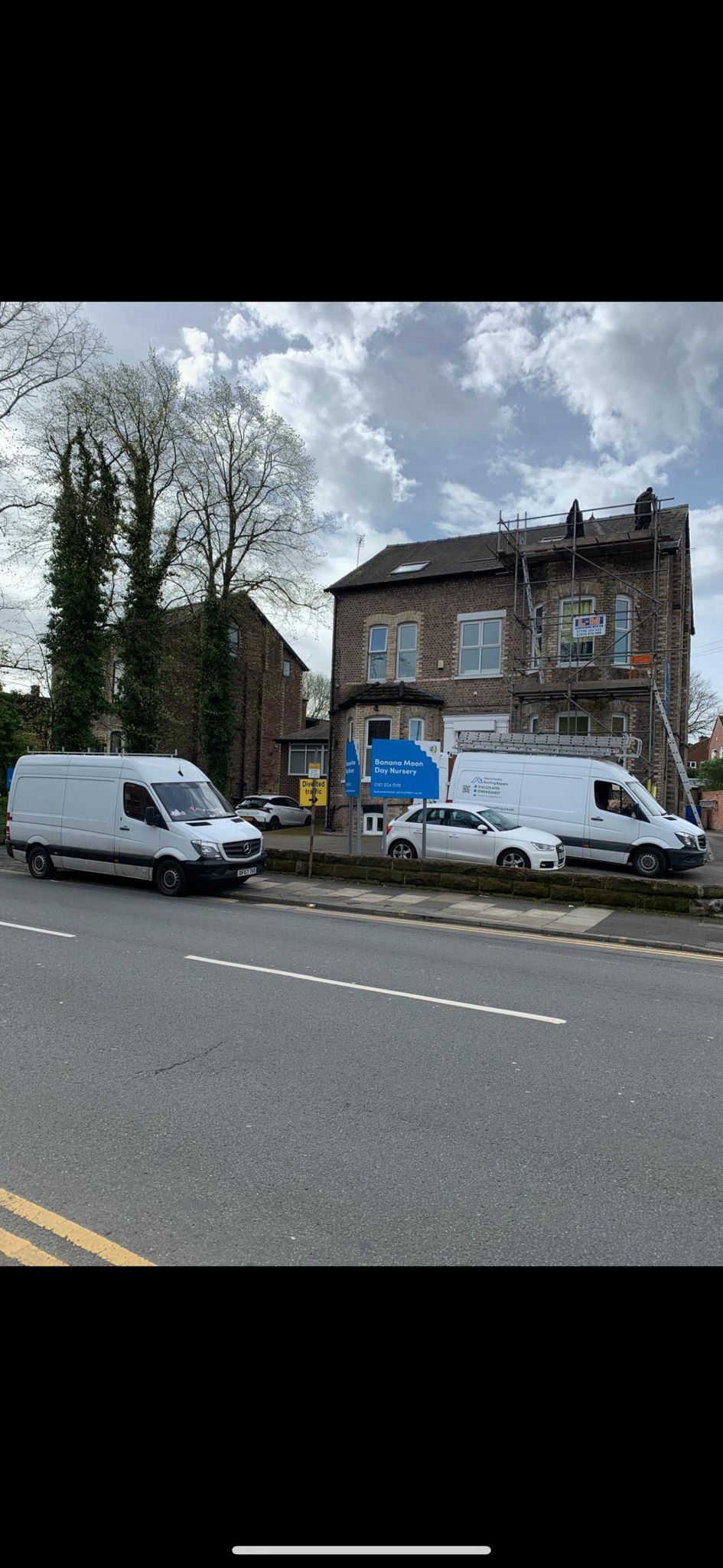 A picture of the Manchester Roofing Repairs Team carrying out  a Slate Roof Repair