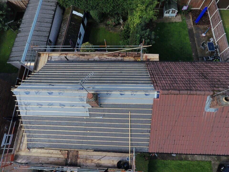 Aerial vie of a Roof Replacement