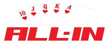 A red logo featuring a Royal Flush of hearts and the text "ALL-IN" in bold red capital letters.