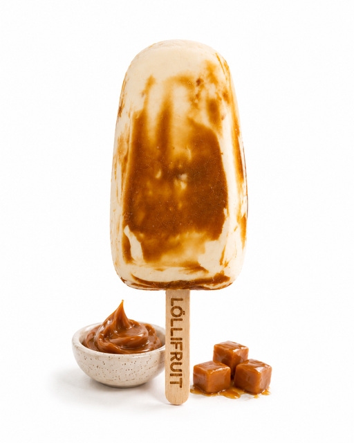 A lollifruit ice cream bar on a pink background