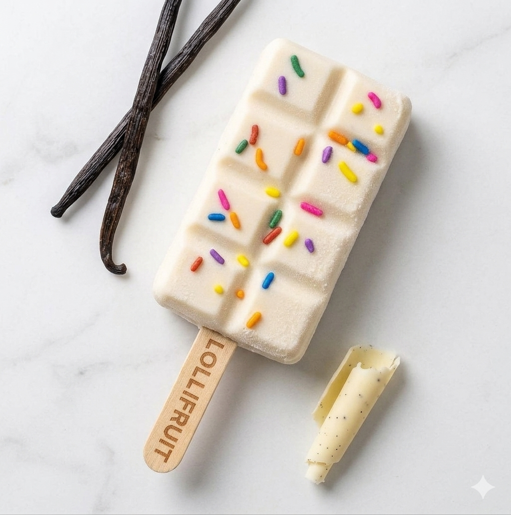 A lollifruit ice cream bar with sprinkles on it