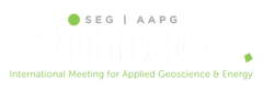 SEG | AAPG, International Meeting for Applied Geoscience & Energy logo, light green text and accents.
