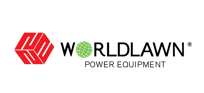 the logo for worldlawn power equipment is red and green