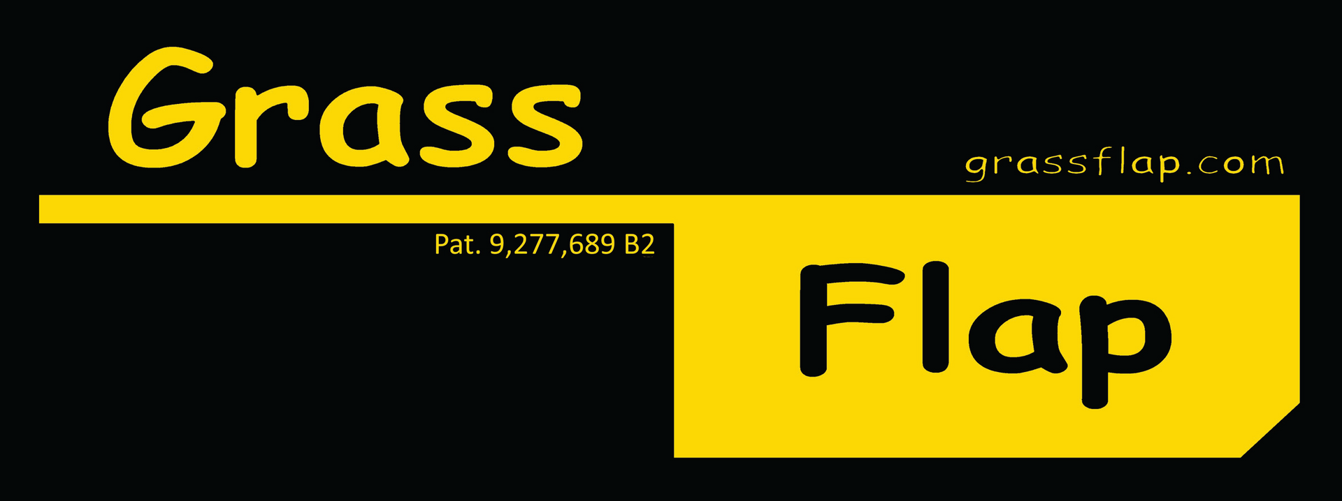 a yellow sign that says grass flap on a black background