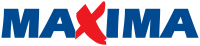 Logo per Maxima, testo blu con