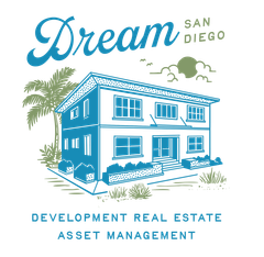 A logo for dream san diego development real estate asset management