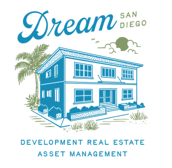 A logo for dream san diego development real estate asset management