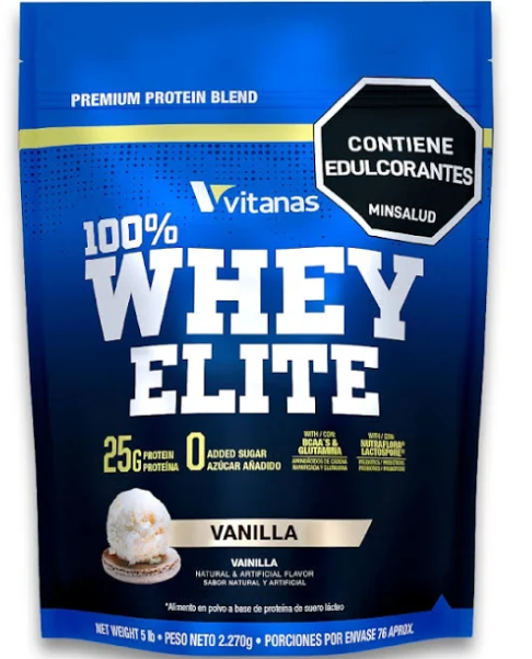 Bolsa de proteína en polvo Blue Vitanas 100% Whey Elite sabor vainilla