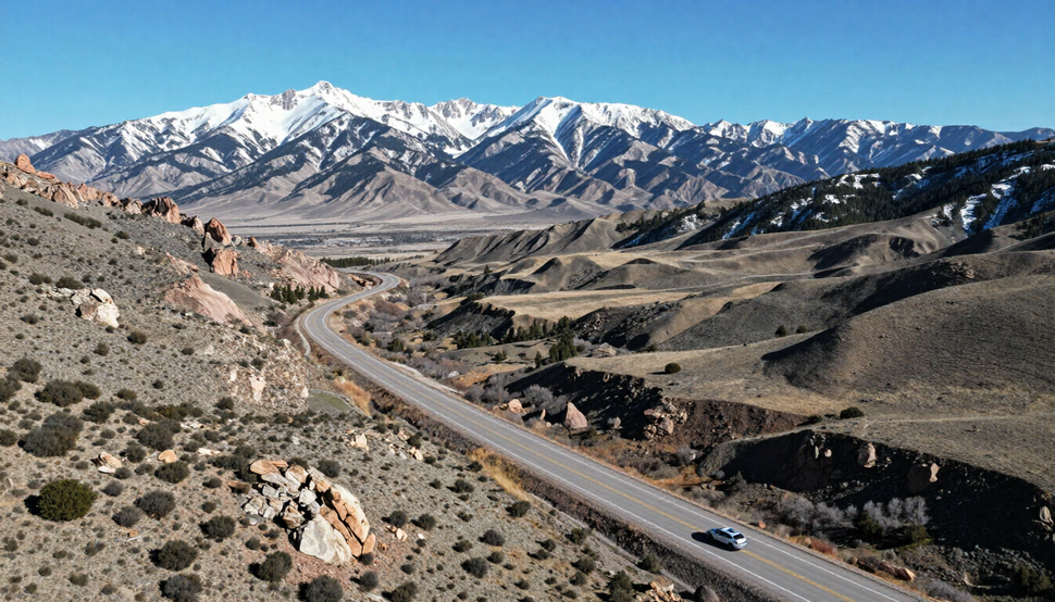 Utah landscape with mountains and highway