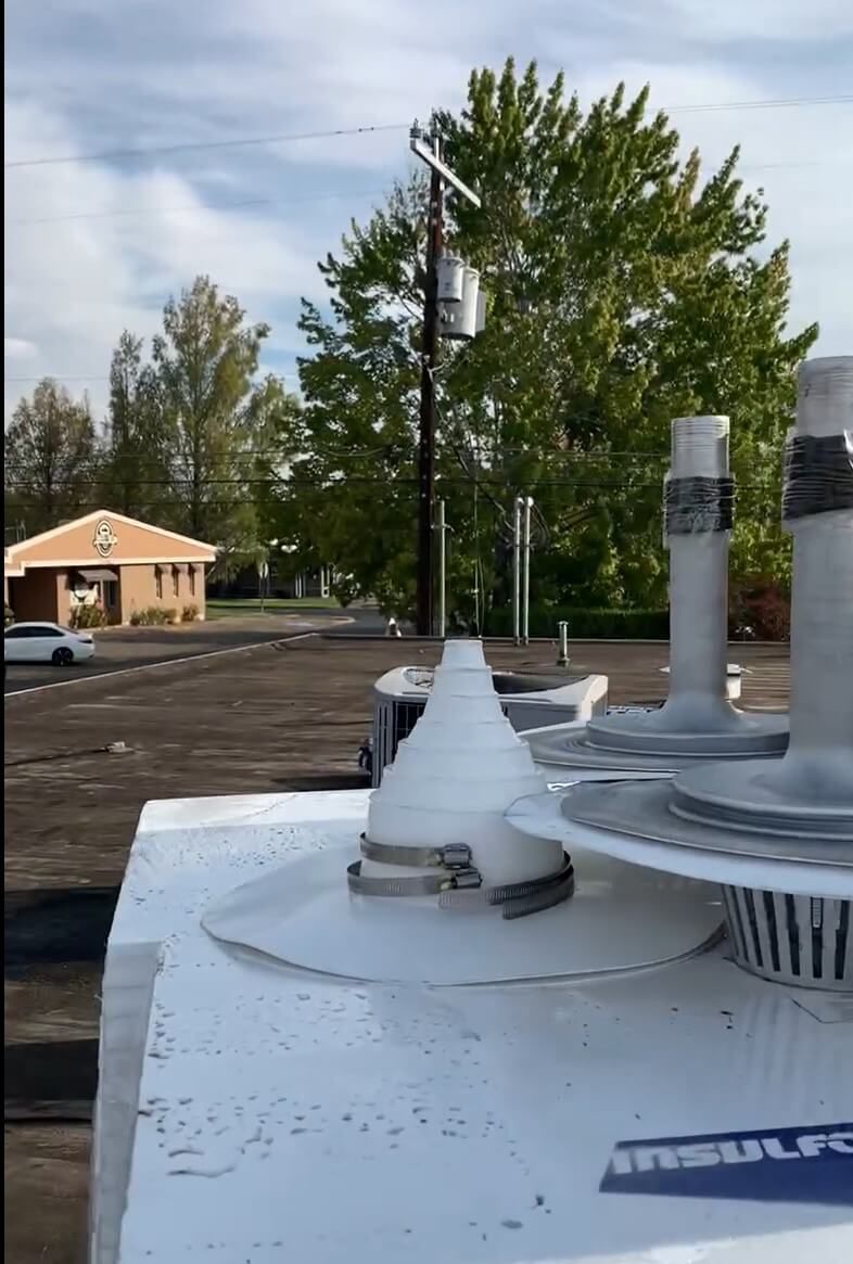 Roof deck preparation for TPO installation after tear-off at the Labcorp building.