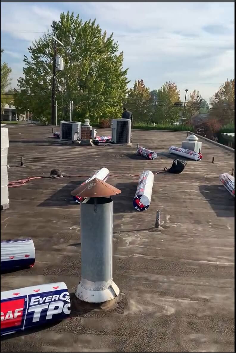 Close-up of TPO accessories installed on the Labcorp building roof in Yakima, WA.