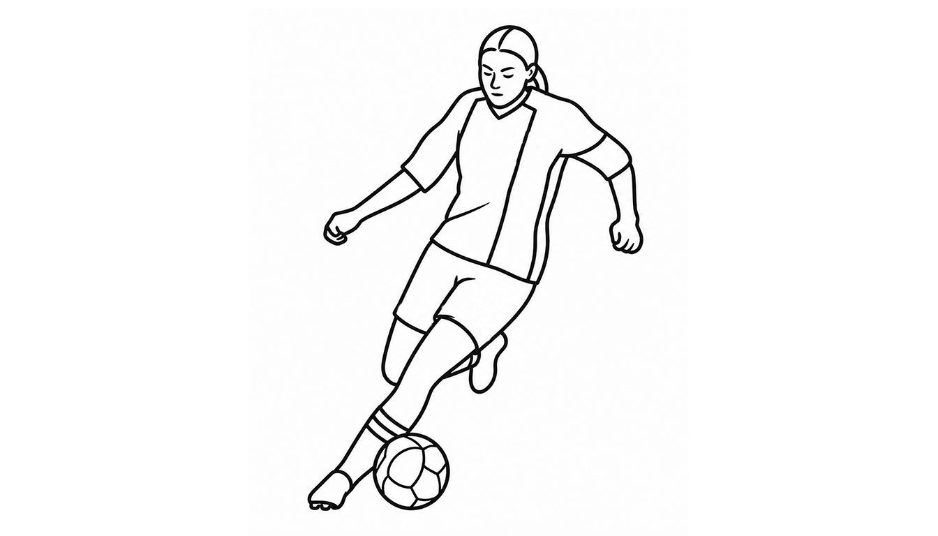 Vrouwelijke voetballer in actie op het veld