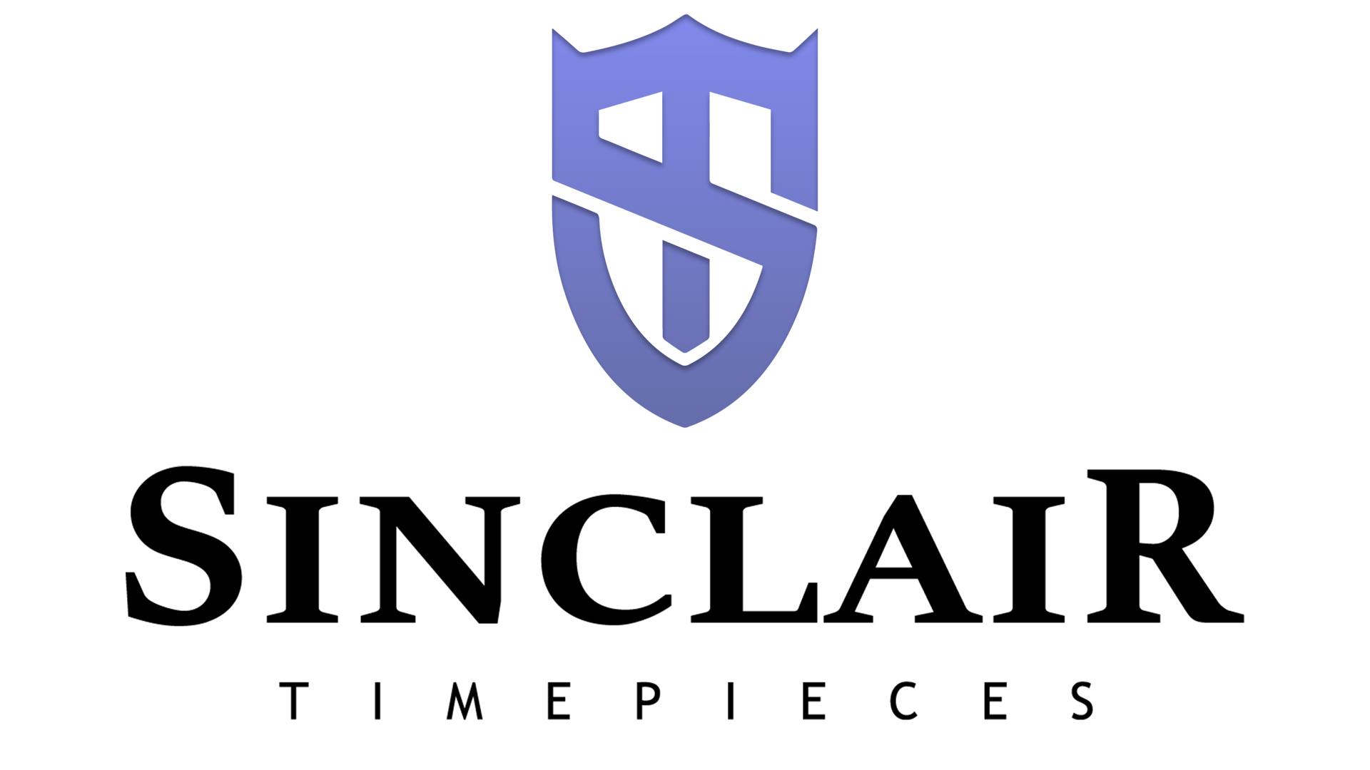 The sinclair timepieces logo has a shield on it