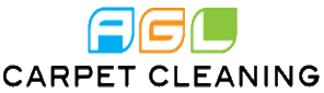 AGL Carpet Cleaning logo in blue, orange, and green text on white background
