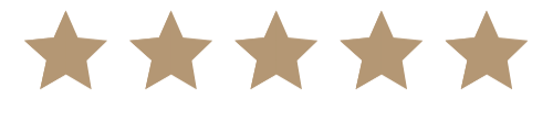 a row of five brown stars on a white background .
