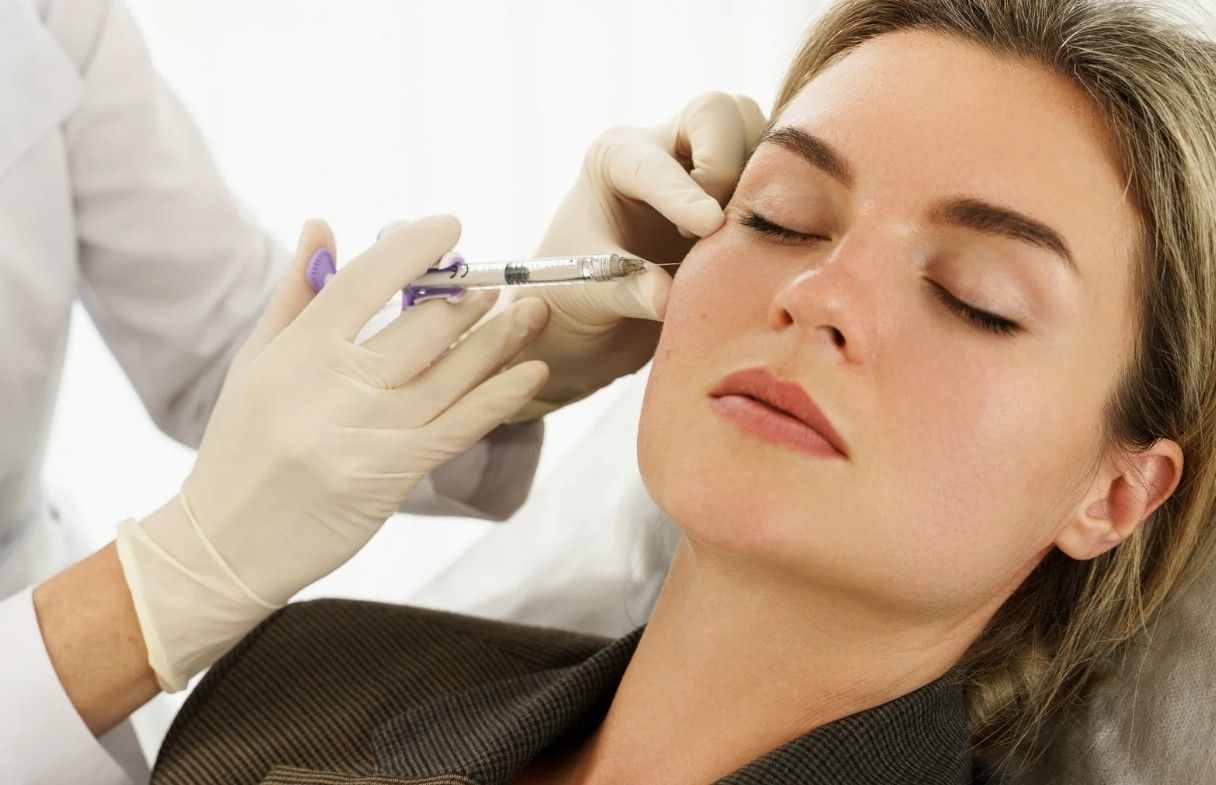 botox being injected into the forehead of a client in Nottingham