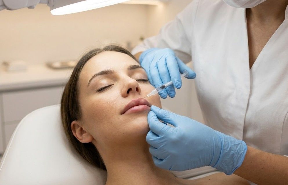 Practitioner performing a precise lip flip treatment using anti-wrinkle injections at Signature Aesthetics Nottingham