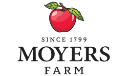 Moyers Farm logo with a red apple and green leaves above the words “Since 1799”