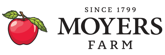 Moyers Farm logo with a red apple and green leaves, “Since 1799” text above