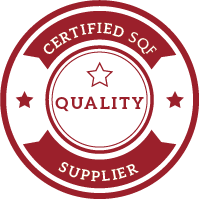 Red and white circular “Certified Supplier” quality badge with a star in the center