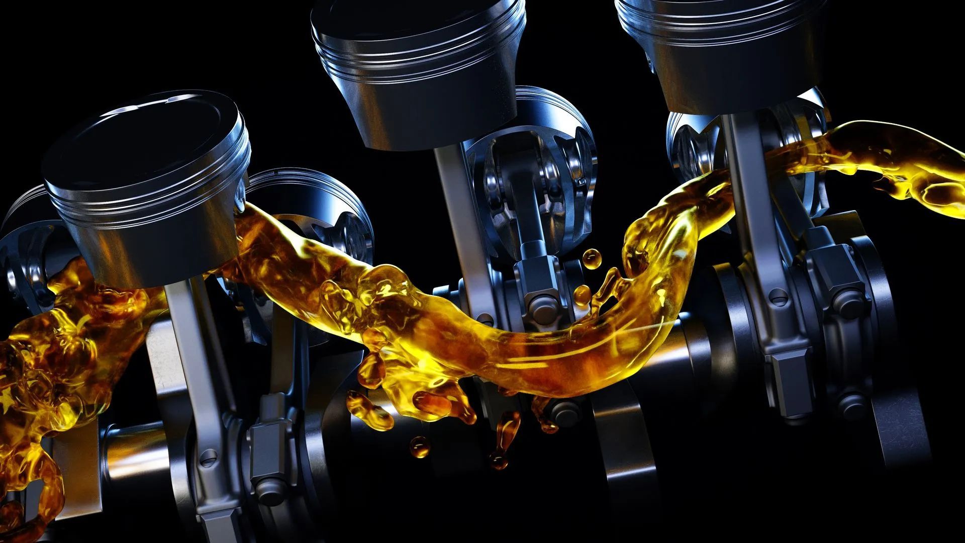 A close up of a engine with oil pouring out of the pistons - Patterson Brothers Automotive