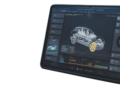 A tablet with a picture of a car on the screen. | Patterson Custom Diesel/Automotive
