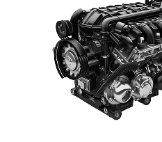 A black and white photo of a diesel engine on a white background. | Patterson Custom Diesel/Automotive