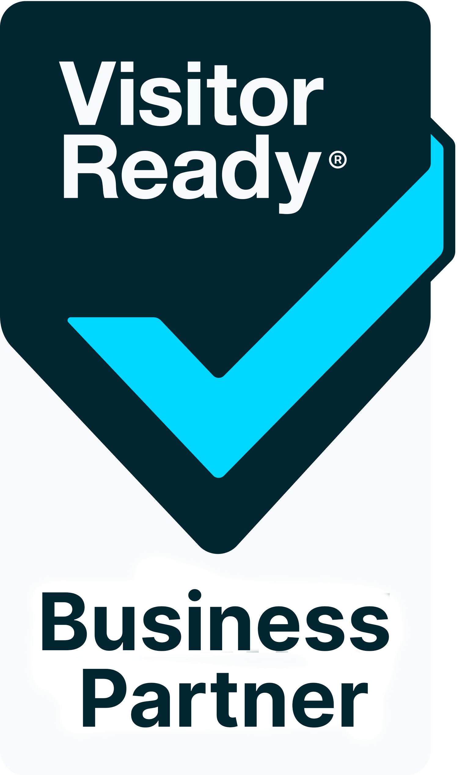 A visitor ready business partner logo with a blue check mark.