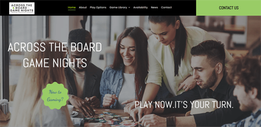 Screenshot of Across the Board Game Nights Website