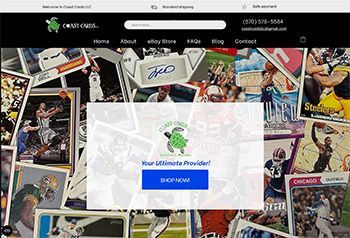 Screen shot of Coast Cards Website maintained by Placid Web Designs
