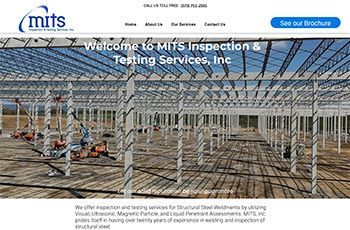 Screen shot of  MITS Inspection and Testing website maintained by Placid Web Designs